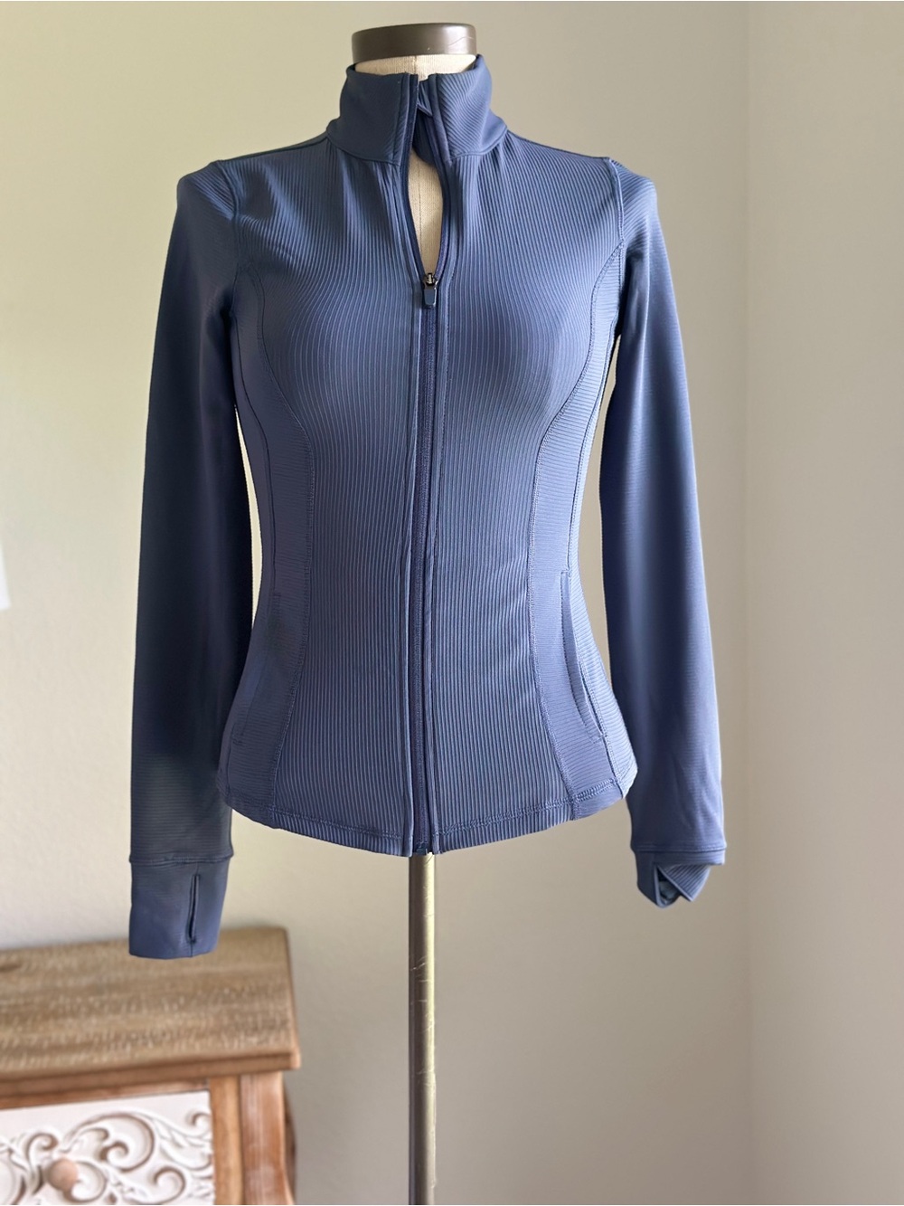 90 Degree By Reflex Slate Blue Zip-Up  Jacket